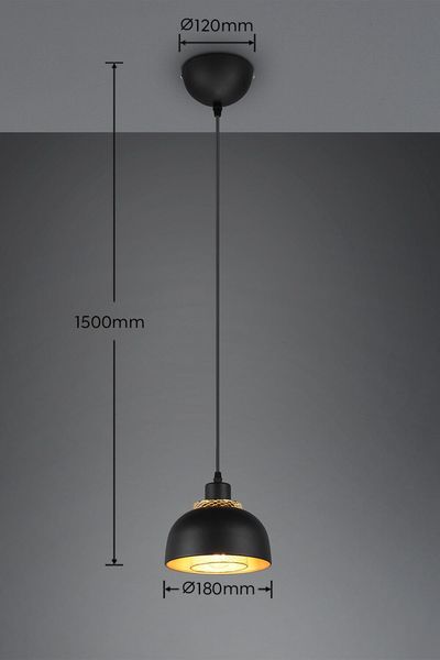 Reality Punch Pendelleuchte E27  ⌀18cm Schwarz Matt Höhenverstellbar