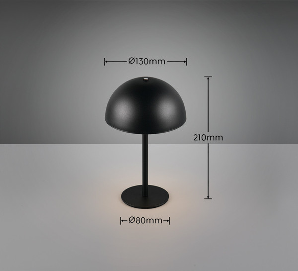Reality R54891132 Munoz LED Tischleuchte 1,3W ⌀13cm Schwarz Matt warmweiss Touch