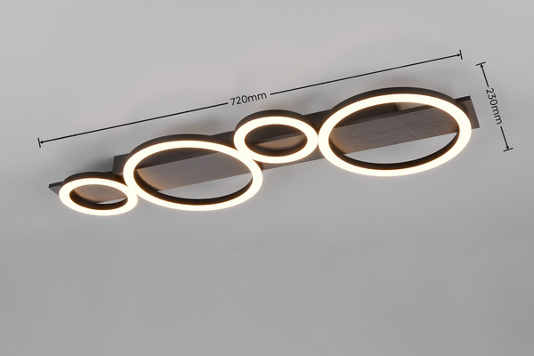 Reality R64821109 Lumos LED Deckenleuchte 26,5W Aluminiumfarbig warmweiss