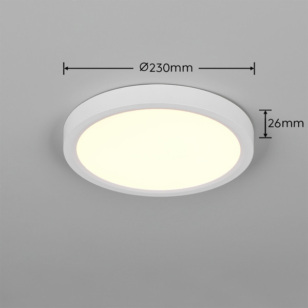 Reality R65891131 Draco LED Deckenleuchte 18W ⌀23cm dimmbar Weiß Matt CCT einstellbare Lichtfarbe