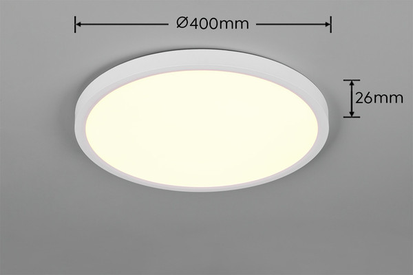 Reality R65891931 Draco LED Deckenleuchte 30W ⌀40cm dimmbar Weiß Matt CCT einstellbare Lichtfarbe