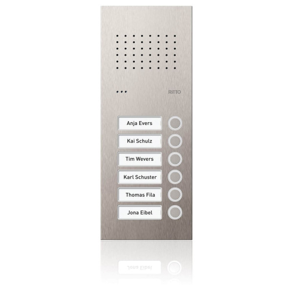Ritto RGE1810625 Acero pur Edelstahl-Türstation Audio, 6 WE, Edelstahl