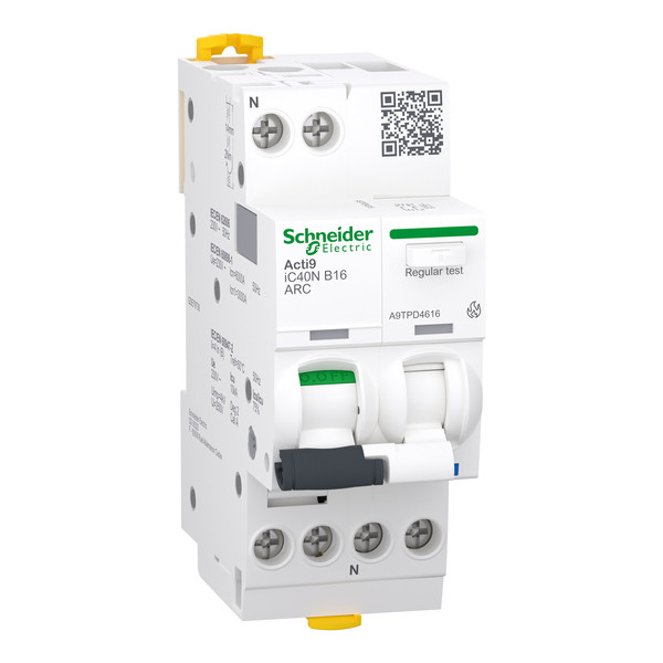 Schneider Electric A9TPD4616 Acti9 iC40N ARC, AFDD (Brandschutzsch.) + LS-Schalter, 1P+N, 16A, B-Charakteristik, 6000A