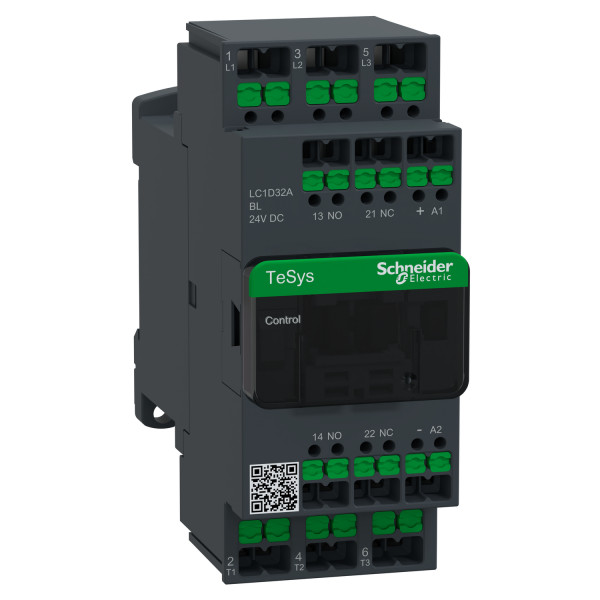 Schneider Electric LC1D32ABL Leistungsschütz LC1D 3p, +1S+1Ö, 15 kW, 32 A, 400 V AC3, Spule 24 V DC geringe Leistungsaufnahme, SnapIN