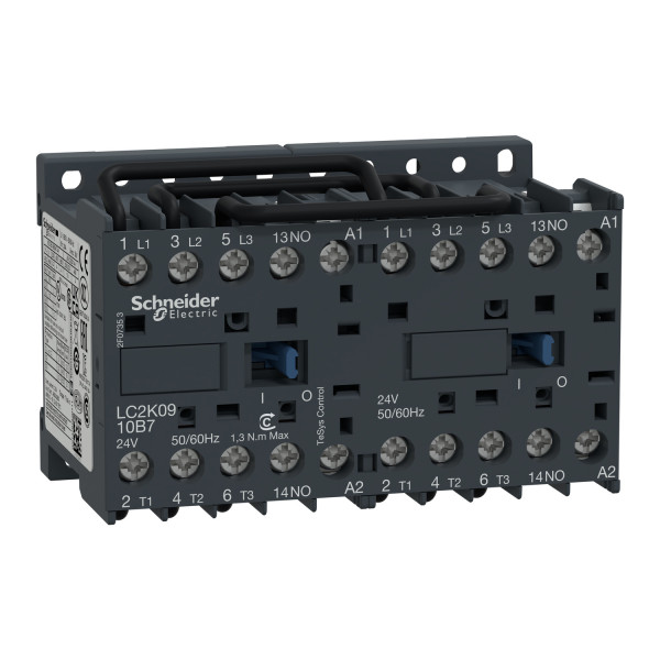 Schneider Electric LC2K0910B7TQ Wendeschützkombination, 3p+1S, 4kW/400V/AC3, 9A, Spule 24V 50/60Hz