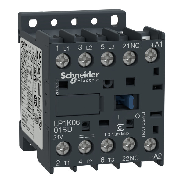 Schneider Electric LP1K0901BD Leistungsschütz LP1K 3p, +1Ö, 4 kW, 9 A, 400 V AC3, Spule 24 V DC