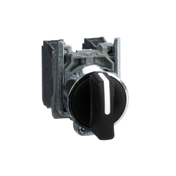 Schneider Electric XB4BD33 Wahlschalter, Knebelschalter, Harmony XB4, Metall, 22mm, schwarz, 3 Stellungen, rastend, 2S