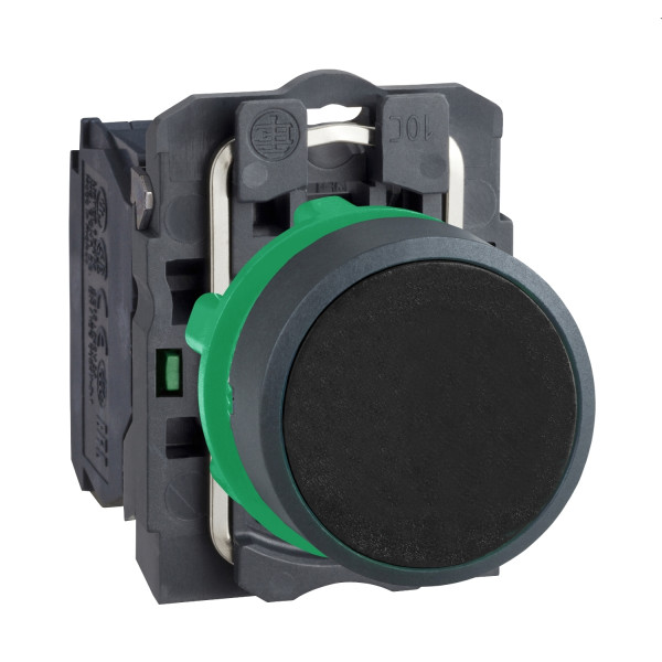 Schneider Electric XB5AA21 Drucktaster, Harmony XB5, Kunststoff, schwarz, unbeschriftet, 22mm, tastend, 1S