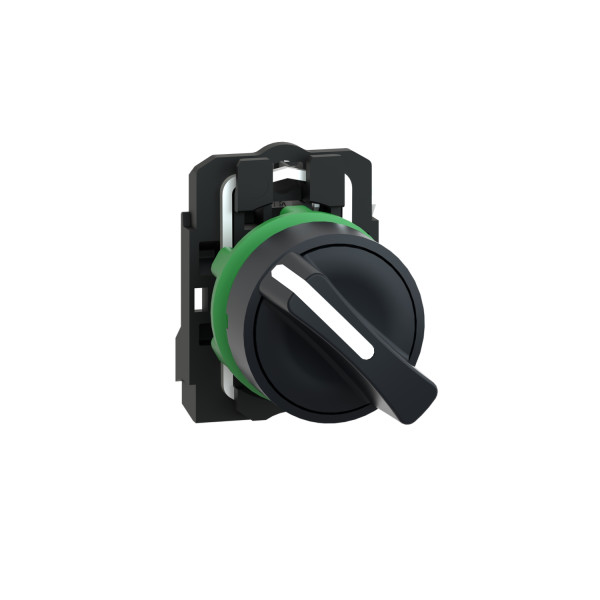 Schneider Electric XB5AD21 Wahlschalter, Knebelschalter, Harmony XB5, Kunststoff, schwarz, 2 Stellungen, 22mm, rastend, 1S
