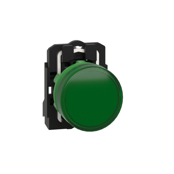 Schneider Electric XB5AVB3 Leuchtmelder, Harmony XB5, Kunststoff, grün, 22mm, universelle LED, glatte Kalotte, 24V ACDC