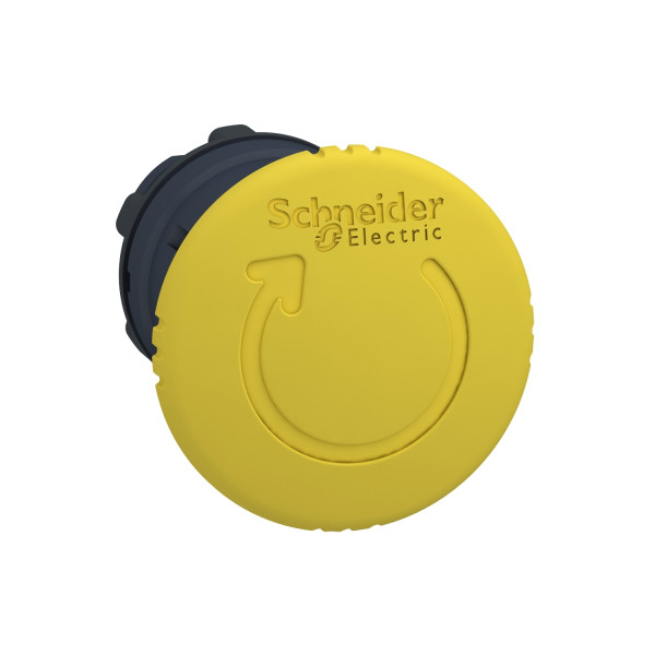 Schneider Electric ZB5AS55 Pilzdrucktaster, Frontelement, Harmony XB5, Kunststoff, 22mm, gelb, Pilz 40mm, Drehentriegelung