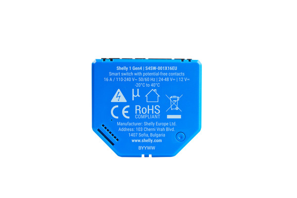 Shelly 1 Gen4, 4er-Pack - Multiprotokoll-Schaltaktor, WLAN, Zigbee, Matter, BT