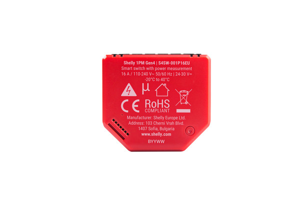 Shelly 1PM Gen4, 4er-Pack - Multiprotokoll-Schaltaktor mit Messfunktion, BT