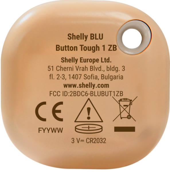 Shelly BLU Button Tough 1 ZB - Robuster Zigbee Button, Mokka, IP54