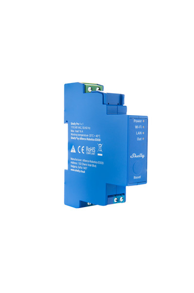 Shelly Pro 1 - 1-Kanal DIN-Schienen Relais, WLAN, LAN, potenzialfrei