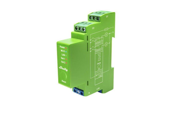 Shelly Pro Dimmer 2PM - 2-Kanal DIN-Schienen Dimmer, Messfunktion