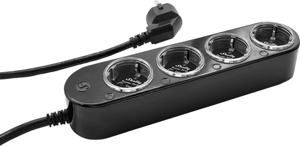 Shelly Power Strip 4 Gen4 - Smarte Steckdosenleiste 4-fach, Schwarz WLAN, BT, Zigbee, Matter