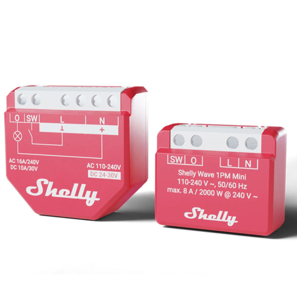 Shelly Wave 1PM Mini, Long Range - Kompakter Z-Wave Aktor mit Messfunktion