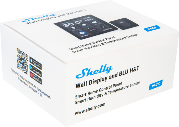 Shelly Wall Display Set, Schwarz + BLU H&T Sensor