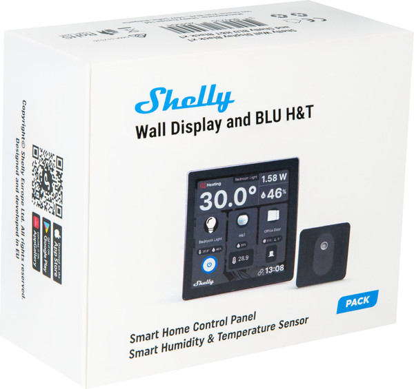 Shelly Wall Display Set, Schwarz + BLU H&T Sensor