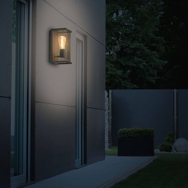 SIGOR Wandleuchte Nulatern anthrazit Sensor IP54 E27