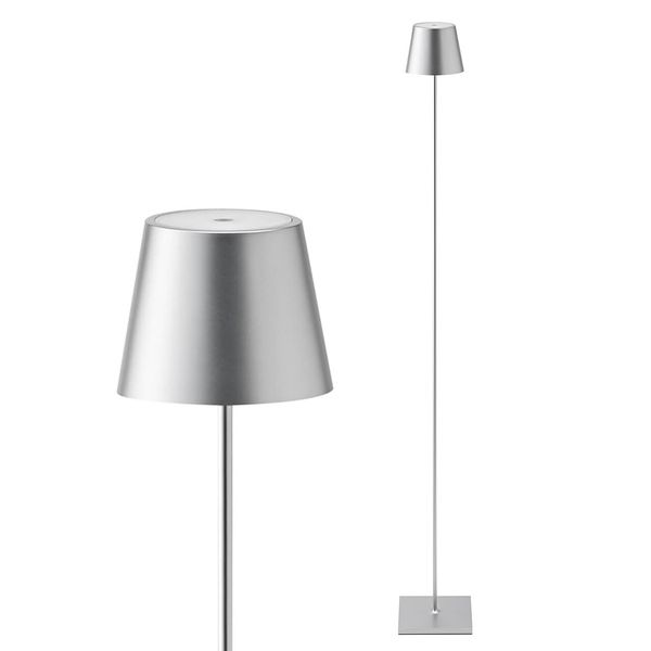 SIGOR Akku-Stehleuchte LED Nuindie 120cm silberfarben rund 2,2W FlexMood 2200K/2700K IP54 168/197lm Ra8