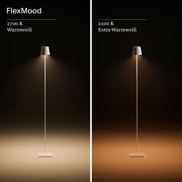SIGOR Akku-Stehleuchte LED Nuindie 120cm bronzefarben rund 2,2W FlexMood 2200K/2700K IP54 168/197lm Ra8