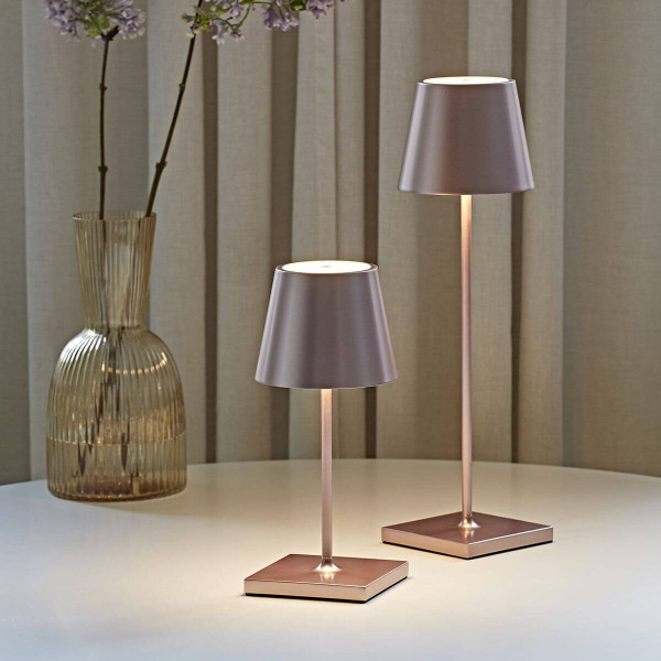 SIGOR 4548101 Akku-Tischleuchte Nuindie mini 25cm rosegold 2,2W FlexMood USB-C 2200K/2700K IP54 Ra85 dimmbar