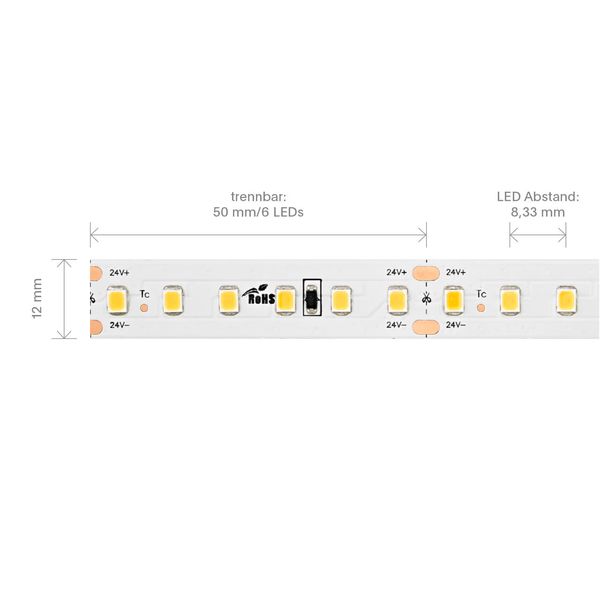 SIGOR 9,6W/m Long Distance LED-Streifen 2700K 20m 120LED/m IP20 24V 810lm/m RA90 Warmweiss