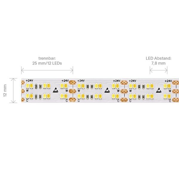 SIGOR 38,4W/m TW LED-Streifen 2100-4000K 5m 480 LED/m IP20 24V 3200lm RA90