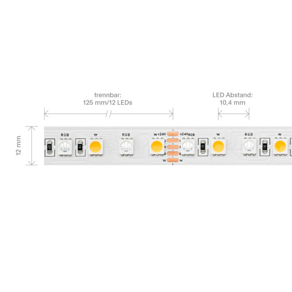 SIGOR 19,2W/m LED-Streifen RGB/3000K 5m 96LED/m IP20 24V 864lm Ra90