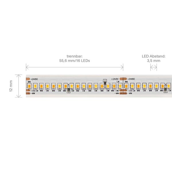 SIGOR 15W/m TW LED-Streifen 5000-2700K 5m 288LED/m IP67 24V Steuerbare Lichtfarbe