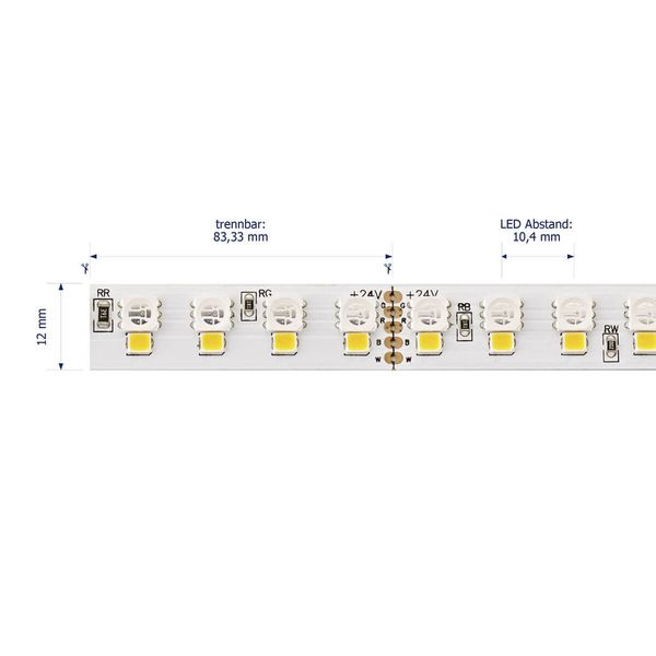 SIGOR 24W/m Farbige LED-Streifen RGB+2700K 5m RGB+2700K 192LED/m IP20 24V 1848lm/m RA90