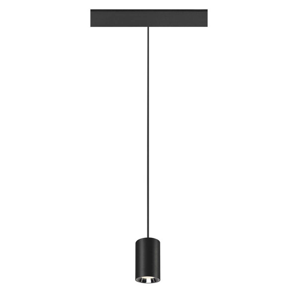 SLV NUMINOS XS, 48V Pendelleuchte, Pendellänge 150cm, 4000K, 40°, DALI 2, matt schwarz / glänzend chrom 1006800