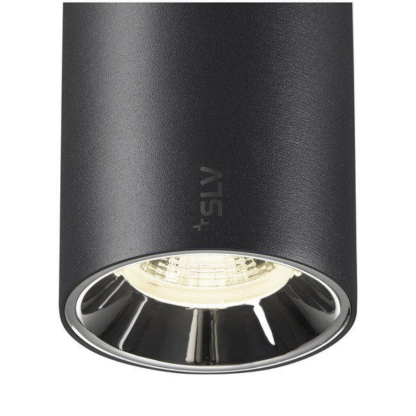 SLV NUMINOS S, 48V Pendelleuchte, Pendellänge 150cm, 4000K, 40°, DALI 2, matt schwarz / glänzend chrom 1006854