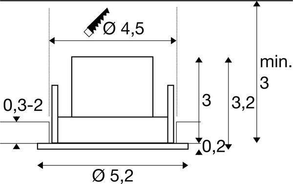 SLV 1009004 NEW TRIA® 45, DL, rund, Deckeneinbauleuchte, 3000 K, 24°, weiß