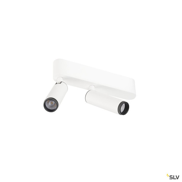 SLV 1009044 GRIP! S, Deckenaufbauleuchte, double, PHASE, 2700 K, 21 W, 29°, weiß / schwarz