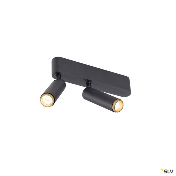 SLV 1009046 GRIP! S, Deckenaufbauleuchte, double, PHASE, 2700 K, 21 W, 29°, schwarz / gold