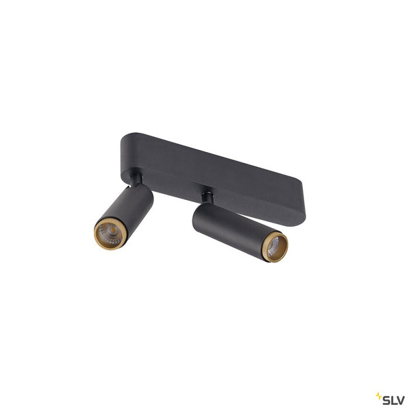 SLV 1009046 GRIP! S, Deckenaufbauleuchte, double, PHASE, 2700 K, 21 W, 29°, schwarz / gold