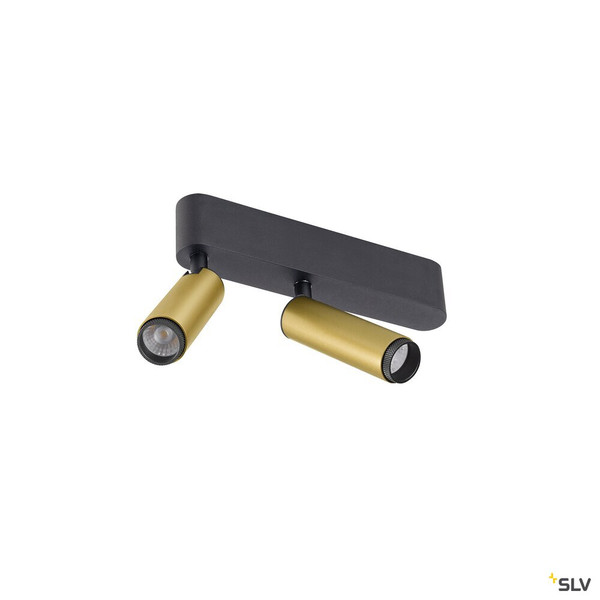 SLV 1009051 GRIP! S, Deckenaufbauleuchte, double, PHASE, 3000 K, 21 W, 29°, gold / schwarz