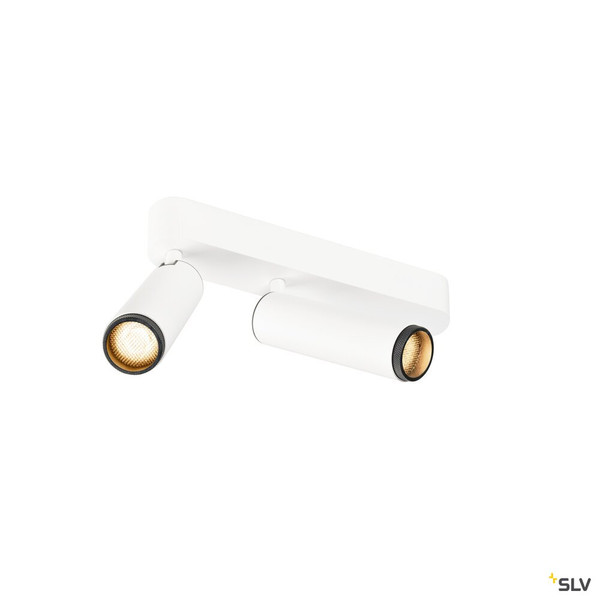 SLV 1009076 GRIP! M, Deckenaufbauleuchte, double, PHASE, 2700 K, 28 W, 42°, weiß / schwarz