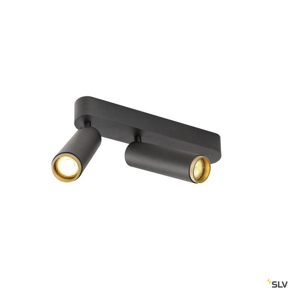 SLV 1009079 GRIP! M, Deckenaufbauleuchte, double, PHASE, 3000 K, 28 W, 42°, schwarz / gold