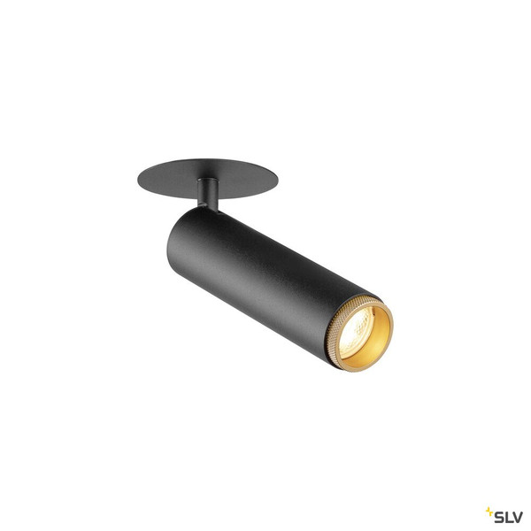 SLV 1009087 GRIP! M, Deckeneinbauleuchte, PHASE, 3000 K, 42°, IP20, zylindrisch, schwarz / gold