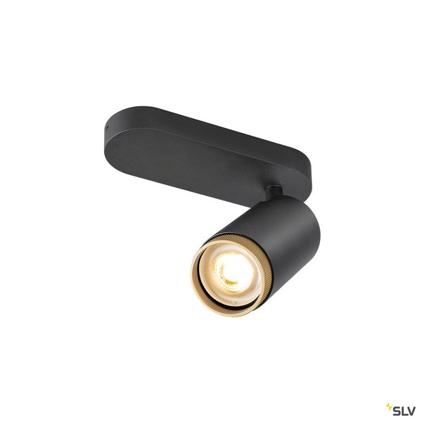 SLV 1009093 GRIP! L, SPOT CL, single, QPAR51, Deckenaufbauleuchte, zylindrisch, 1 x max. 6 Watt, schwarz / gold
