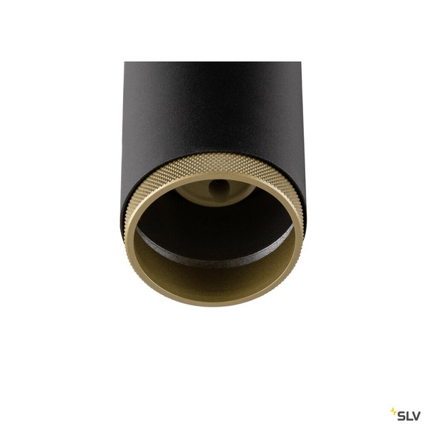 SLV 1009097 GRIP! L, SPOT CL, double, QPAR51, Deckenaufbauleuchte, zylindrisch, 2 x max. 6 Watt, schwarz / gold