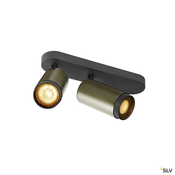 SLV 1009098 GRIP! L, SPOT CL, double, QPAR51, Deckenaufbauleuchte, zylindrisch, 2 x max. 6 Watt, bronze / schwarz