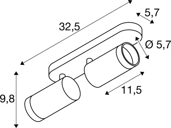 SLV 1009099 GRIP! L, SPOT CL, double, QPAR51, Deckenaufbauleuchte, zylindrisch, 2 x max. 6 Watt, gold / schwarz
