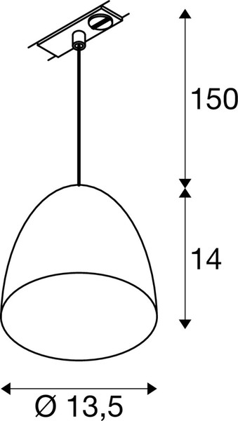 SLV 1009140 PARA CONE 14, Pendelleuchte für 1 Phasen System, GU10, aluminium