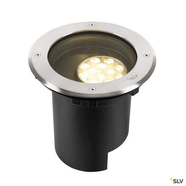 SLV 1009168 DASAR® L, Bodeneinbauleuchte, asymmetrisch, 3000K, 70°/40°, IP65/IP67, rund, edelstahl / schwarz