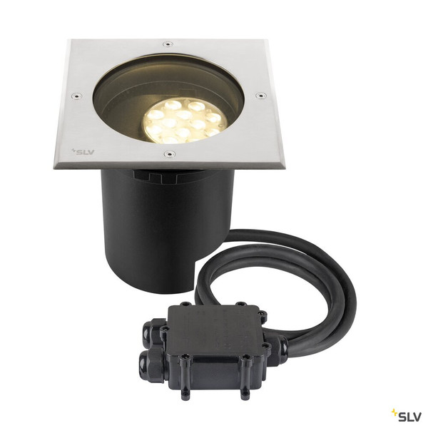 SLV 1009169 DASAR® L, Bodeneinbauleuchte, asymmetrisch, 3000K, 70°/40°, IP65/IP67, quadratisch, edelstahl / schwarz